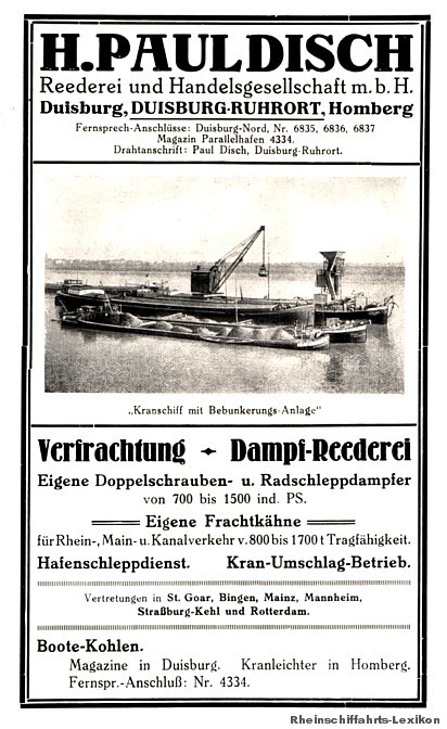 Anzeige der Reederei H.Paul Disch
